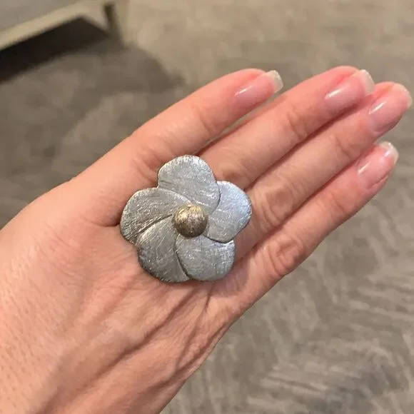 Metal Flower Adjustable Ring